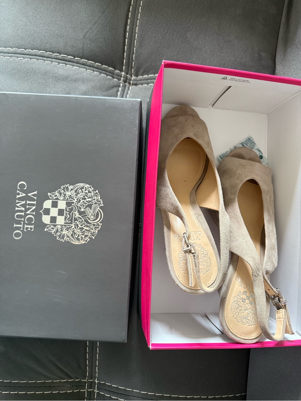 Vince Camuto Taupe Suede Slingback Heels